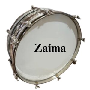 Zaima Side Drum / PT Drum/ Snare Marching Drum made of Brass Metal with Curled Rims and a Nickel-Plated Finish, available in 10, 12, and 14 inches, complete with Wooden Sticks & Belt, perfect for School Bands, Army Bands, and Marching Parades, by Al Yumna Overseas Pvt. Ltd.