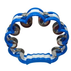 Colorful Cloud-Shaped Tambourine/Dafli/Khanjri / Kanjira in Durable Plastic with Stainless Steel Jingles | Available in Blue, Green, Yellow & Red | Perfect for School Bands, Cultural Events & Music Lovers | Brand Zaima | Manufactured by Al Yumna Overseas Pvt. Ltd.