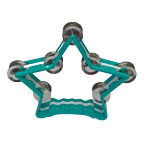 Vibrant Star-Shaped Tambourine/Dafli/Khanjri / Kanjira in Durable Plastic with Stainless Steel Jingles | Available in Blue, Green, Yellow & Red | Perfect for School Bands, Cultural Events & Music Enthusiasts | Brand Zaima | Manufactured by Al Yumna Overseas Pvt. Ltd.