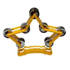 Vibrant Star-Shaped Tambourine/Dafli/Khanjri / Kanjira in Durable Plastic with Stainless Steel Jingles | Available in Blue, Green, Yellow & Red | Perfect for School Bands, Cultural Events & Music Enthusiasts | Brand Zaima | Manufactured by Al Yumna Overseas Pvt. Ltd.