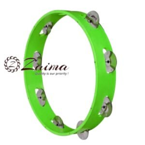 Tambourine /  Dhapli / Dafli / Khanjri – Round Fiber Body without Drumhead, Stainless Steel Jingles, Available in Green Color, Sizes 7, 8, 9, 10, 12 Inch | Lightweight, Durable & Bright Sound | Brand Zaima by Al Yumna Overseas Pvt. Ltd.