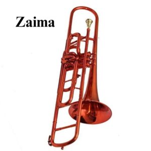 Brass Valve Trombone, Copper Lacquered, Includes Hard Case & Mouthpiece, Premium Zaima Instrument for Students, Professionals, School Bands, and Orchestras, Expertly Handmade, Durable, and Reliable, Crafted by Al Yumna Overseas Pvt. Ltd. for Exceptional Musical Performance.