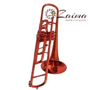 Brass Valve Trombone, Copper Lacquered, Includes Hard Case & Mouthpiece, Premium Zaima Instrument for Students, Professionals, School Bands, and Orchestras, Expertly Handmade, Durable, and Reliable, Crafted by Al Yumna Overseas Pvt. Ltd. for Exceptional Musical Performance.