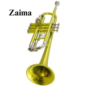High-Quality Brass Bb Trumpet with Light Green Lacquered Body and Nickel-Plated Finish, Includes Mouthpiece and Hard Case, Quantity 1 – Premium Musical Instrument by Brand Zaima, Manufactured by Al Yumna Overseas Pvt. Ltd.