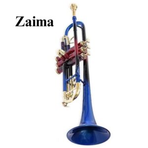 Premium Brass Bb Trumpet with Multi-Color Lacquered Finish, Includes Mouthpiece and Hard Case, Quantity 1 – Stylish, High-Quality Musical Instrument by Brand Zaima, Expertly Manufactured by Al Yumna Overseas Pvt. Ltd.