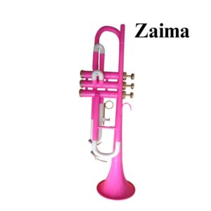 Premium Brass Bb Trumpet with Pink and White Lacquered Finish, Includes Mouthpiece and Hard Case, Quantity 1 – Stylish, High-Quality Musical Instrument by Brand Zaima, Expertly Manufactured by Al Yumna Overseas Pvt. Ltd.