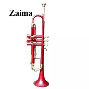 Premium Brass Bb Trumpet with Royal Red Lacquered Body and Brass Finish, Includes Mouthpiece and Hard Case, Quantity 1 – High-Quality Musical Instrument by Brand Zaima, Expertly Manufactured by Al Yumna Overseas Pvt. Ltd.
