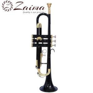 Trumpet Bb with Black Lacquered Body and Brass Finish, Includes Mouthpiece and Hard Case, Quantity 1 – High-Quality Musical Instrument by Brand Zaima, Expertly Manufactured by Al Yumna Overseas Pvt. Ltd.