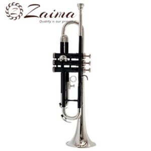 Premium Trumpet in Brass Bb, Black Lacquered with Nickel-Plated Finish, Includes Mouthpiece and Hard Case, Quantity 1 – Crafted for Superior Performance by Brand Zaima, Manufactured by Al Yumna Overseas Pvt. Ltd.