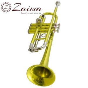 Trumpet Brass Bb with Light Green Lacquered Body and Nickel-Plated Finish, Includes Mouthpiece and Hard Case, Quantity 1 – Premium Musical Instrument by Brand Zaima, Manufactured by Al Yumna Overseas Pvt. Ltd.
