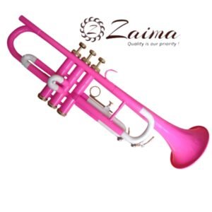 Trumpet Bb with Pink and White Lacquered Finish, Includes Mouthpiece and Hard Case, Quantity 1 – Stylish, High-Quality Musical Instrument by Brand Zaima, Expertly Manufactured by Al Yumna Overseas Pvt. Ltd.