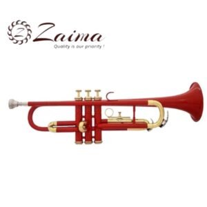 Trumpet Bb with Royal Red Lacquered Body and Brass Finish, Includes Mouthpiece and Hard Case, Quantity 1 – High-Quality Musical Instrument by Brand Zaima, Expertly Manufactured by Al Yumna Overseas Pvt. Ltd.