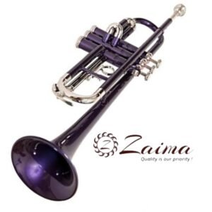 Trumpet Brass Bb with Purple Lacquered Body and Brass Finish, Includes Mouthpiece and Hard Case, Quantity 1 – A Stylish, High-Quality Instrument by Brand Zaima, Manufactured by Al Yumna Overseas Pvt. Ltd.