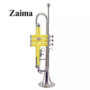 High-Quality Brass Bb Trumpet with Yellow Lacquered Body and Nickel-Plated Finish, Includes Mouthpiece and Hard Case, Quantity 1 – Premium Musical Instrument by Brand Zaima, Expertly Manufactured by Al Yumna Overseas Pvt. Ltd.