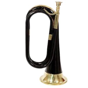 Zaima Bugle in Copper/Brass with Black Lacquered & Brass Finish, Hard Case & Mouthpiece – Elegant, Durable, and High-Quality Musical Instrument Perfect for School Bands, Marching Bands, and Music Enthusiasts, Single Piece by Al Yumna Overseas Pvt. Ltd.