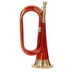 Zaima Bugle in Copper/Brass with Red Lacquered & Brass Finish, Hard Case & Mouthpiece – Elegant, Durable, and High-Quality Musical Instrument Perfect for School Bands, Marching Bands, and Music Enthusiasts, Single Piece by Al Yumna Overseas Pvt. Ltd.