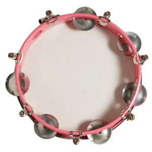 Tambourine / Dhapli / Dafli / Khanjri – Round Fiber Body with Synthetic Drumhead and Stainless Steel Jingles, Available in Pink Color, Sizes 7, 8, 9, 10, 12 Inch | Durable, Lightweight, Bright Sound | Brand Zaima by Al Yumna Overseas Pvt. Ltd.