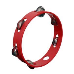 Tambourine / Dhapli/Dafli / Khanjri – Round Fiber Body without Drumhead, Stainless Steel Jingles, Available in Red Color, Sizes 7, 8, 9, 10, 12 Inch | Durable, Lightweight & Bright Sound | Brand Zaima by Al Yumna Overseas Pvt. Ltd.