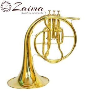 French horn Bb Brass Finish with Mouthpiece & Hard Case | Brand Zaima – Manufactured by Al Yumna Overseas Pvt. Ltd | Ideal for School Band & Army Band | Professional Brass Construction, Rich Resonant Tone, Durable, Elegant Design & Ready-to-Play