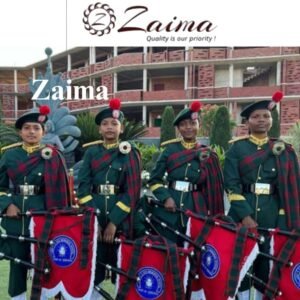 ZAIMA School Marching Band Uniform, manufactured by Al Yumna Overseas Pvt. Ltd., offers a smart professional appearance for school bands, parades and ceremonies. Designed for comfort and durability with customizable sizes, colors and styles for schools and institutional bulk orders.